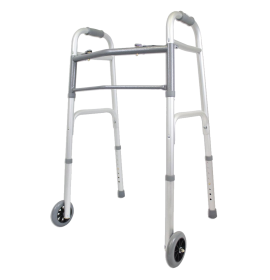 Two Button Folding Walker with 5-Inch Wheels