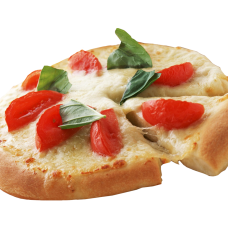 Pizza with cheese and tomatoes
