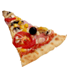 Pizza with meat and basil 