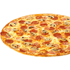Pizza with mushrooms and sausage