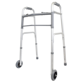 Two Button Folding Walker with 5-Inch Wheels