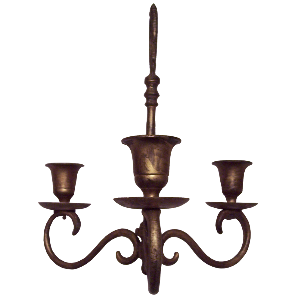 Antiqued Brass Finished Metal 3 stick Candle Holder