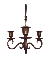 Antiqued Brass Finished Metal 3 stick Candle Holder