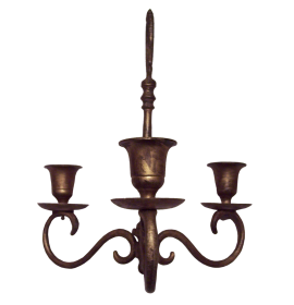 Antiqued Brass Finished Metal 3 stick Candle Holder