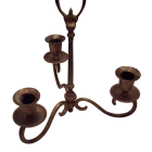 Antiqued Brass Finished Metal 3 stick Candle Holder