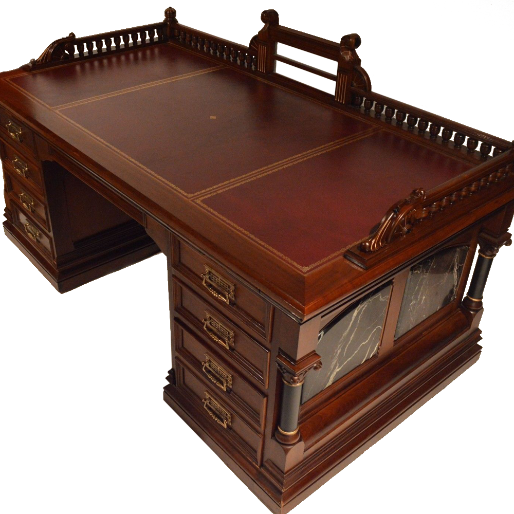 7746 Executive Victorian Desk With Rosa La Vanta Marble