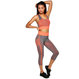 Zoe Neon Stripe Sports Crop + Running Legging Set
