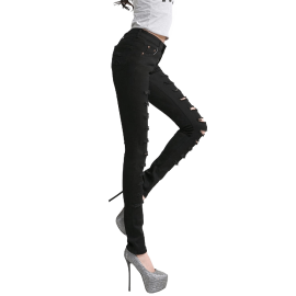 Cut-out Punk Novel Ripped Jeans
