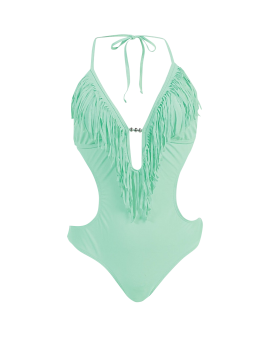 Marina West Women`s Fringed Plunge Monokini Swimsuit