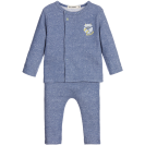 Baby Boys 2 Piece Speckled Blue Trouser Set