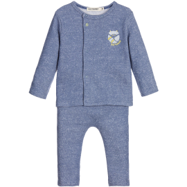 Baby Boys 2 Piece Speckled Blue Trouser Set