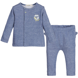 Baby Boys 2 Piece Speckled Blue Trouser Set