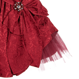 Burgundy Jacquard Dress & Hairband 2 Piece Set