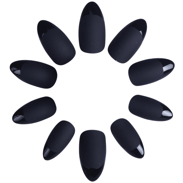 Ejiubas Grey Color Matte with Glossy Finish Nail Tips