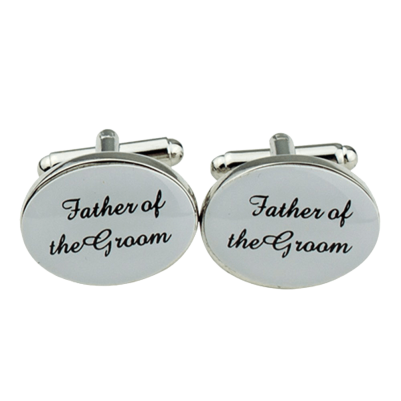Silver Oval Wedding Cufflinks