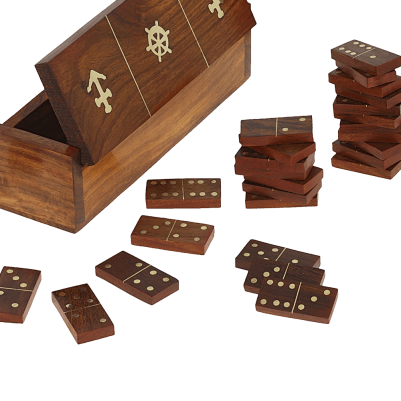 Wooden Domino Game with Nautical Storage Box