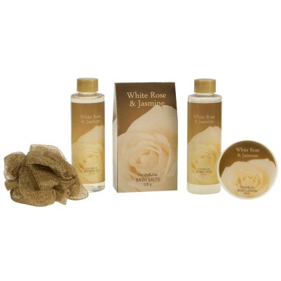 White Rose Jasmine Gold Tub Spa Bath Gift Set