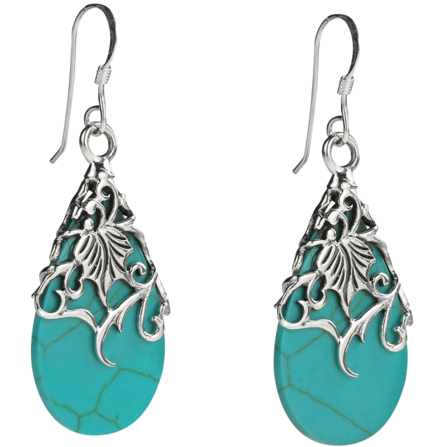 Floral Vine Ornate Teardrop Natural 