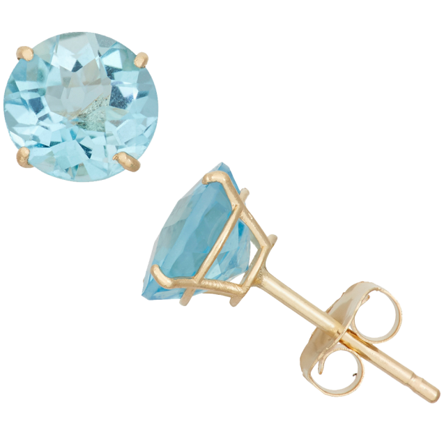 Round Birthstone Stud Earrings 
