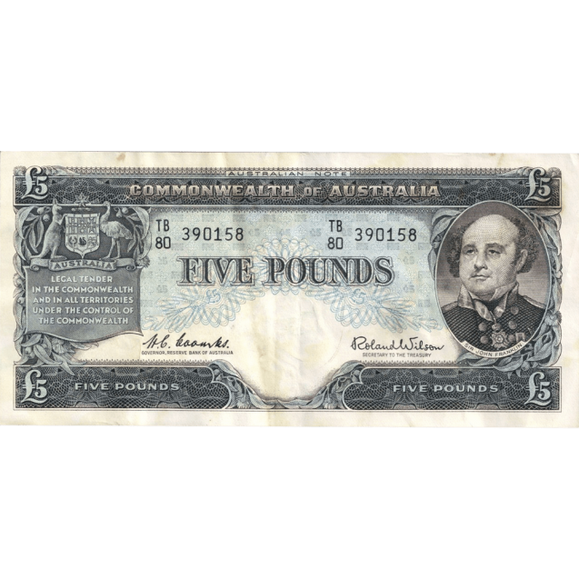 Five Pound Coombs Wilson Australian Banknote