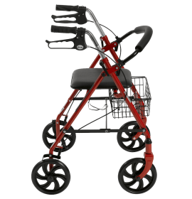 Rollator with Fold Up Removable Back Support Red 
