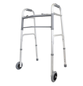 Two Button Folding Walker with 5-Inch Wheels