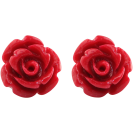 Handcrafted Resin Color Simulated Coral Rose Flower Earring Studs