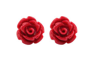 Handcrafted Resin Color Simulated Coral Rose Flower Earring Studs