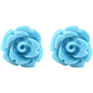 Handcrafted Resin Color Simulated Coral Rose Flower Earring Studs