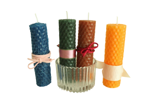 Hand Rolled 100% natural pure beeswax candle aroma Yellow