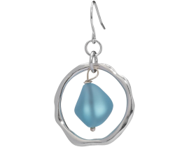 Ocean Waves Sea Glass Earrings Handmade Silver plated Hoop