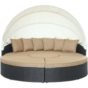 LexMod Quest Circular Outdoor Wicker Rattan Patio Daybed
