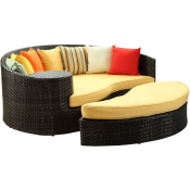 LexMod Taiji Outdoor Wicker Patio Daybed with Ottoman