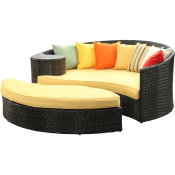 LexMod Taiji Outdoor Wicker Patio Daybed with Ottoman