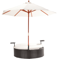 Marbella Espresso Outdoor Patio Double Chaise Lounge Bed