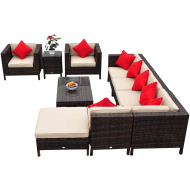 Outsunny 9-Piece Outdoor PE Rattan Wicker Sectional Patio