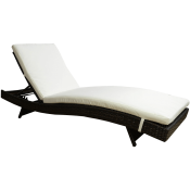 Outsunny Adjustable PE Rattan Wicker Patio Chaise Lounge Chair