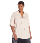 Women's Lace Up Top with Collar