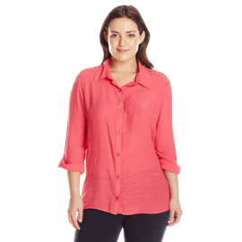Plus-Size Crochet-Yoke Shirt