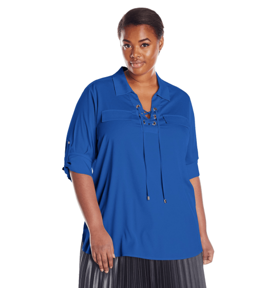 Women's Lace Up Top with Collar
