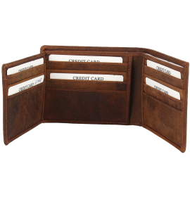 Luxury Leather Trifold Wallets for Men Extra Capacity