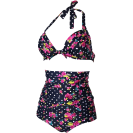 Cocoship Flora Polka Vintage Bikini Swimsuits Swimwear