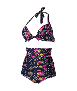 Cocoship Flora Polka Vintage Bikini Swimsuits Swimwear