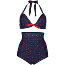 Cocoship Flora Polka Vintage Bikini Swimsuits Swimwear