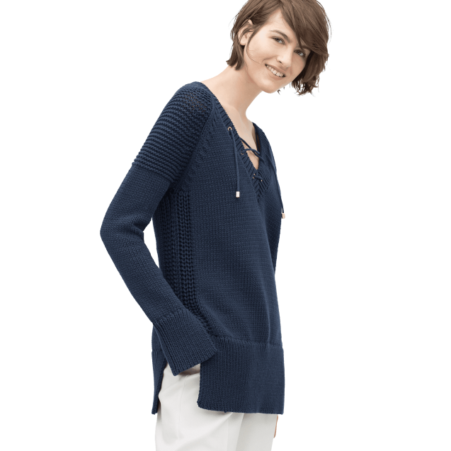 Lace-up V-neck Sweater