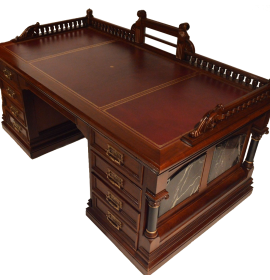 7746 Executive Victorian Desk With Rosa La Vanta Marble