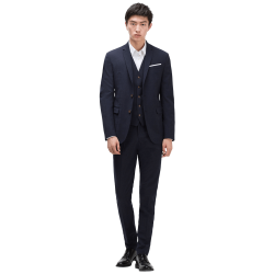 Navy Blue Checked Suit