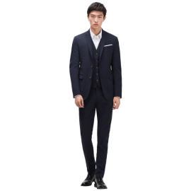 Navy Blue Checked Suit