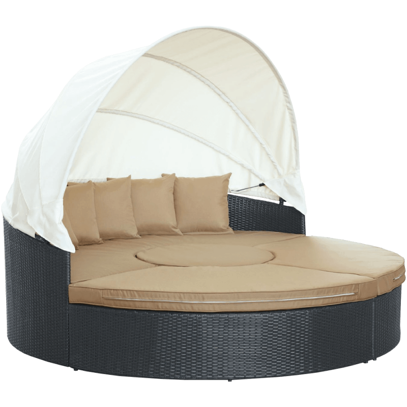 LexMod Quest Circular Outdoor Wicker Rattan Patio Daybed