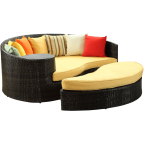 LexMod Taiji Outdoor Wicker Patio Daybed with Ottoman